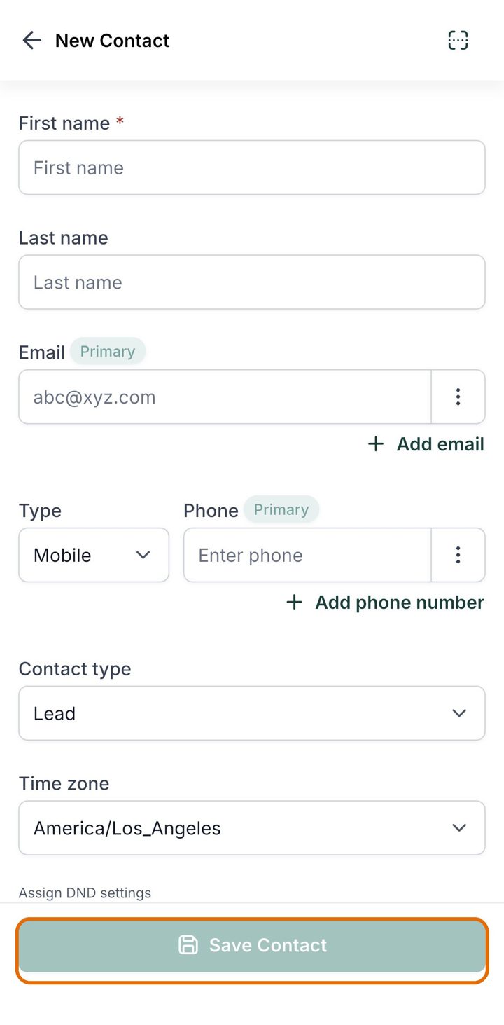 The New Contact form
