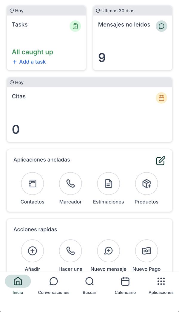 The app home screen with Estimates and Products pinned